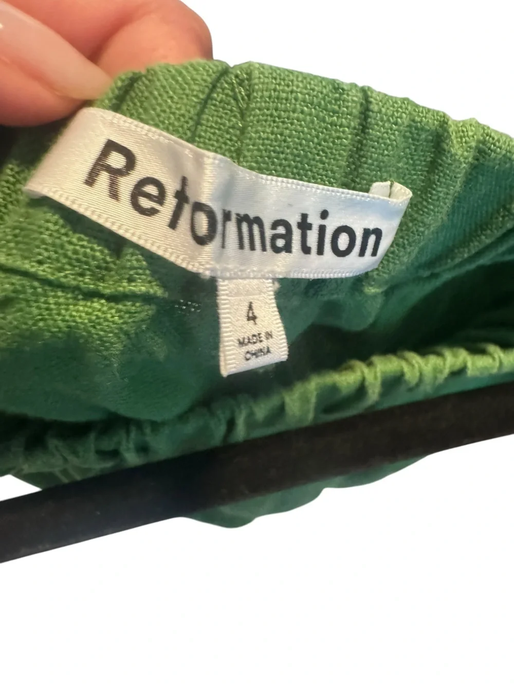 Reformation Kelly Green Linen Tulin Top & Skirt Set, Size 8 Top / Size 4 Skirt